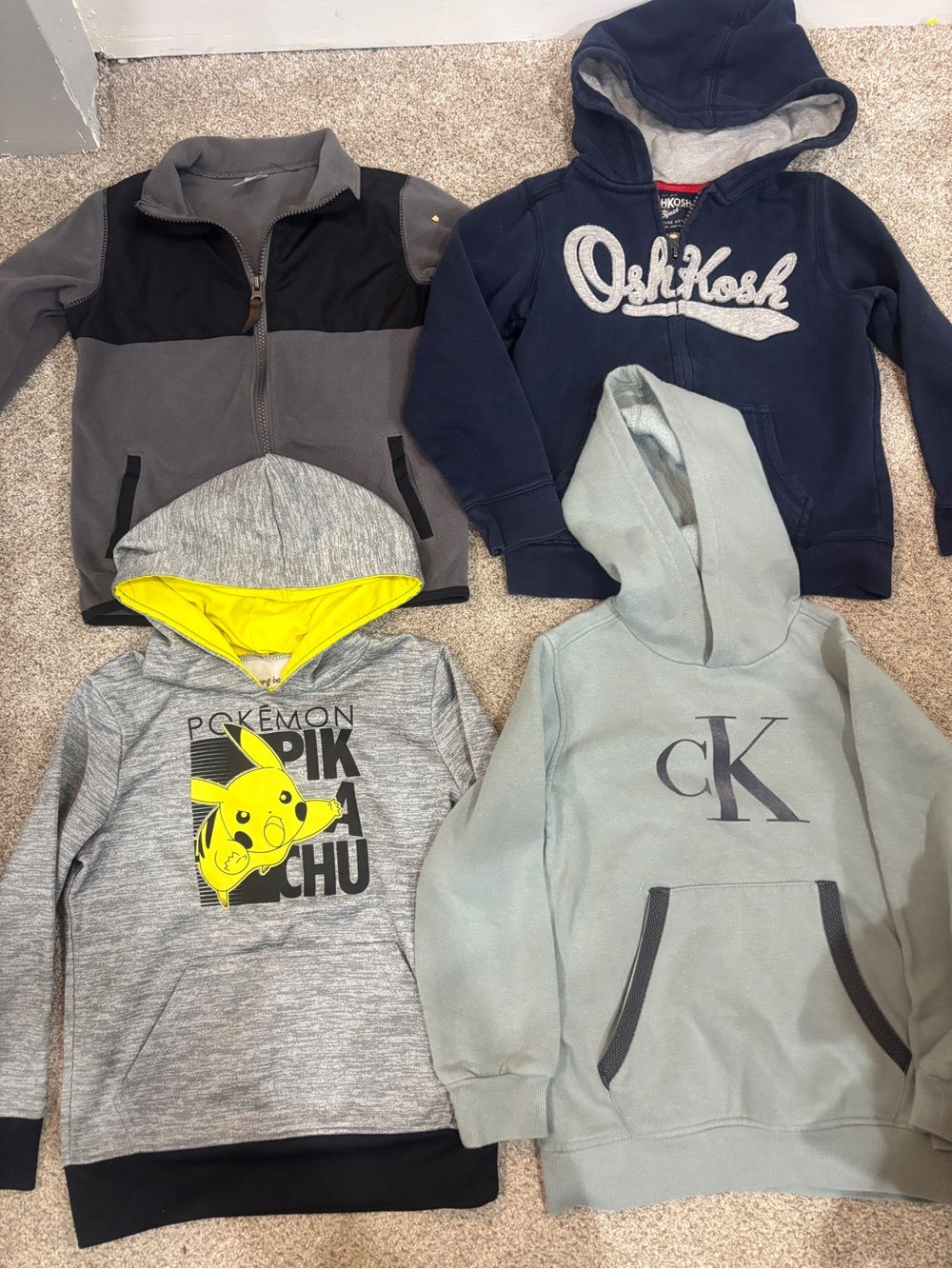 Lot of Little Boy Size 6 Hooded Sweatshirts Zip Ups Pokémon Calvin Klein
